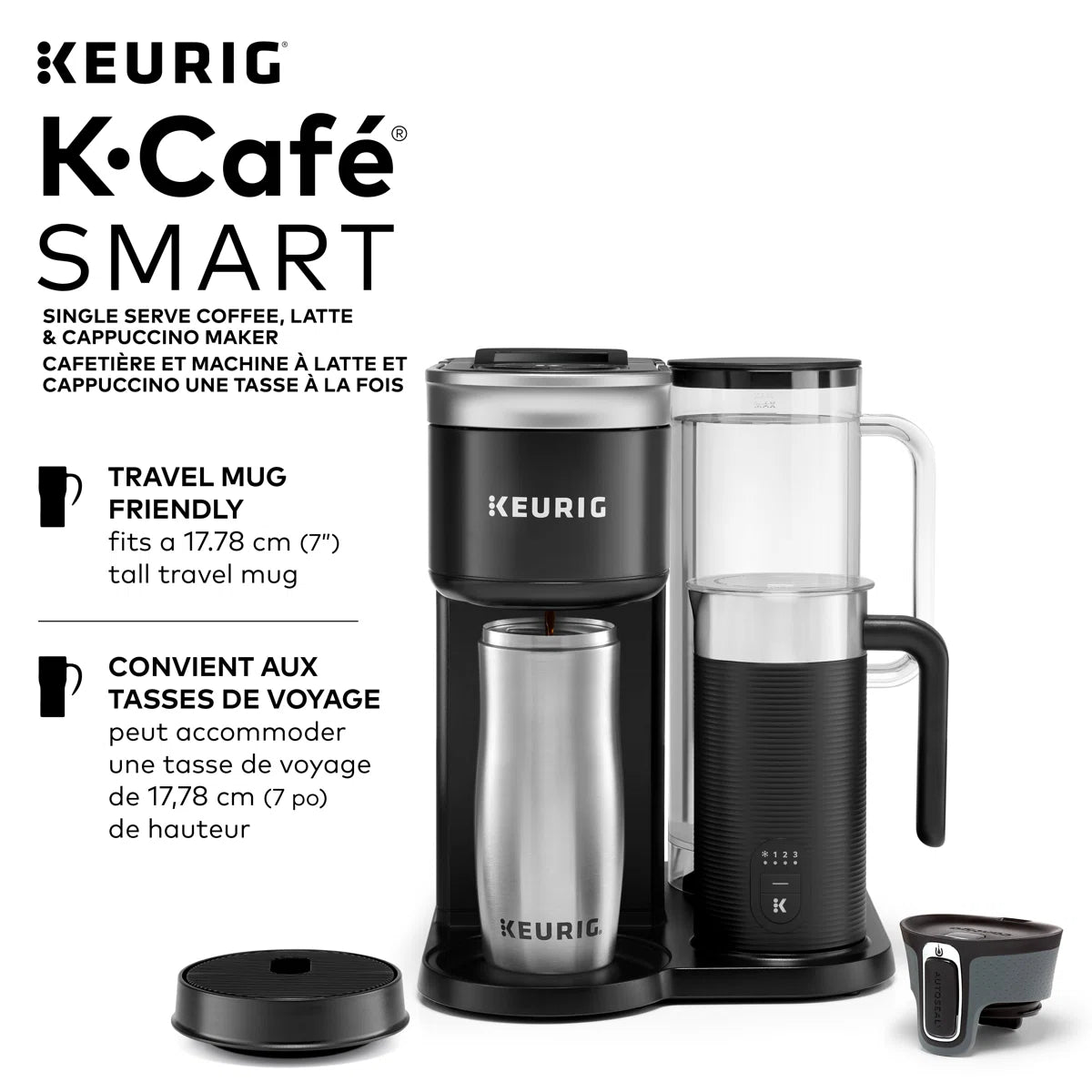 Keurig K-Café SMART With Connected Capabilities, with Milk Frother for Speciality Beverages, Black