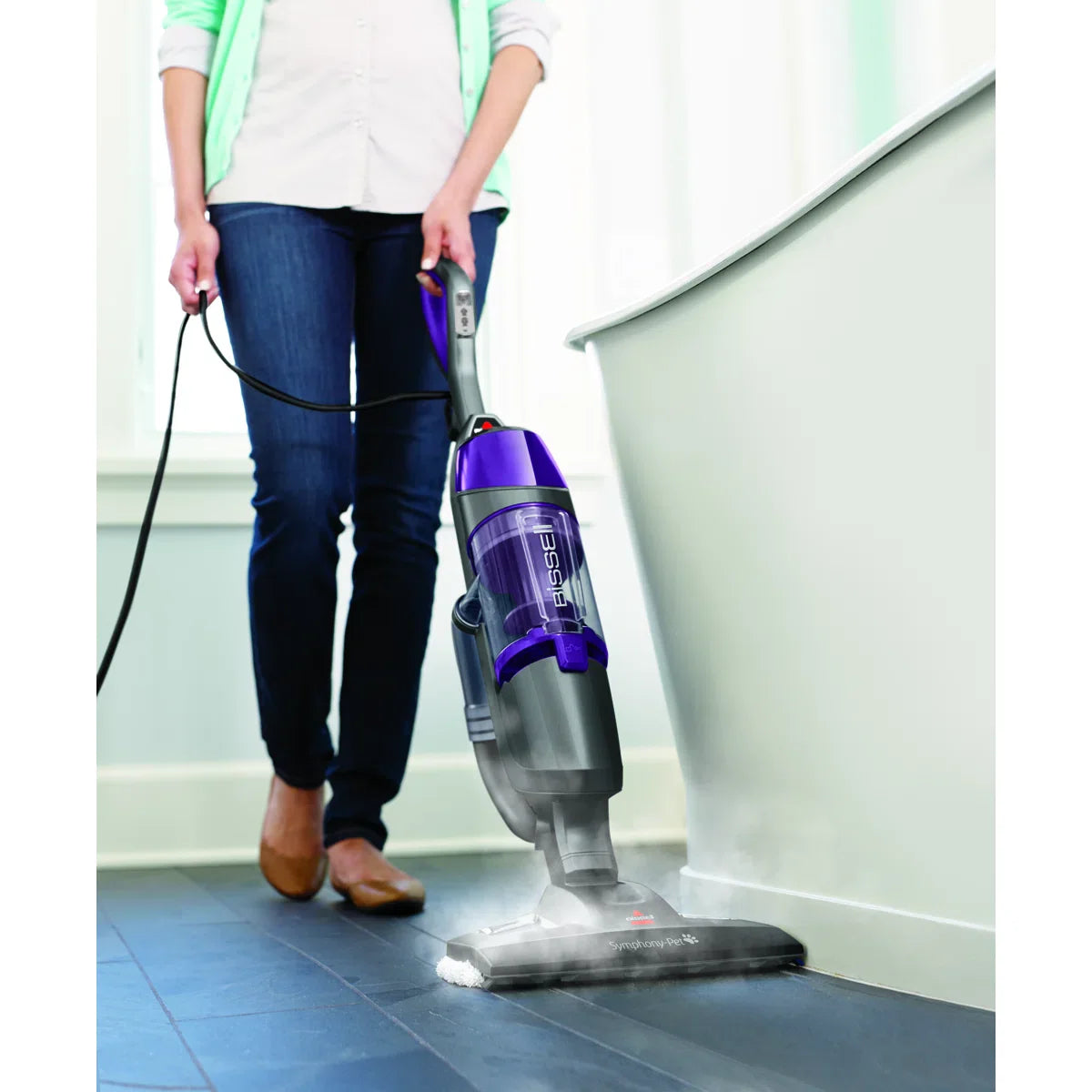 BISSEL Symphony Pet Steam Mop and Steam Vacuum Cleaner for Hardwood and Tile Floors, with Microfiber Mop Pads