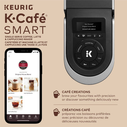Keurig K-Café SMART With Connected Capabilities, with Milk Frother for Speciality Beverages, Black