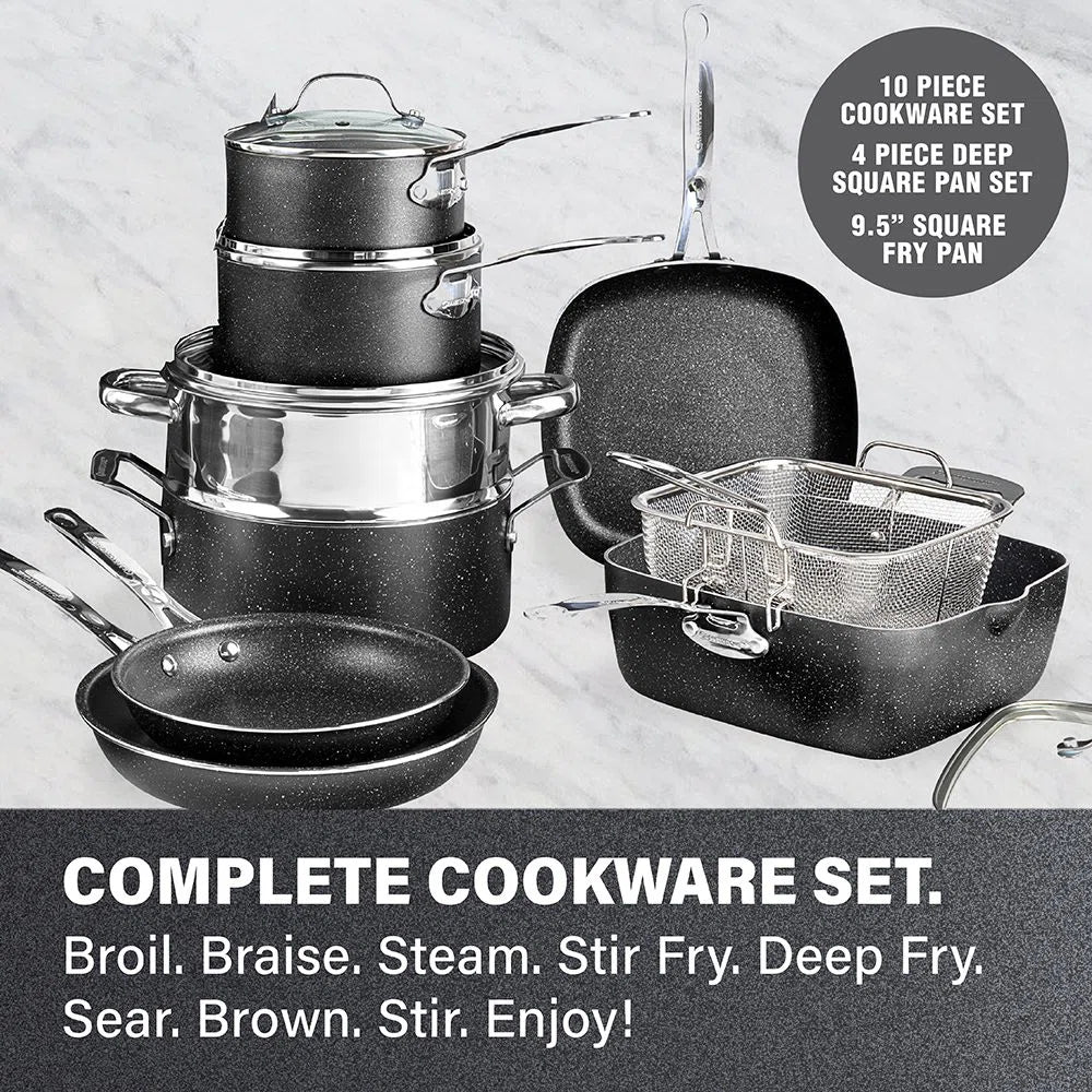 20 Piece Aluminum Non Stick Cookware & Bakeware Set with Ultra Nonstick Surface, Oven & Dishwasher Safe