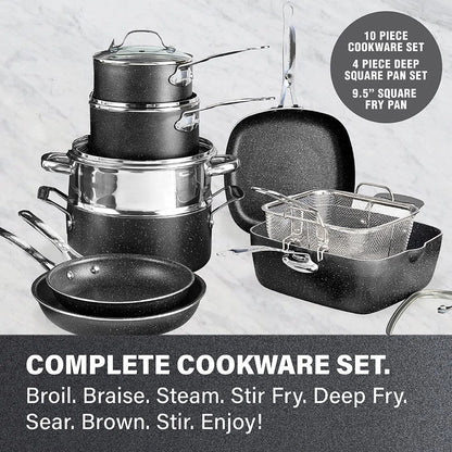 20 Piece Aluminum Non Stick Cookware & Bakeware Set with Ultra Nonstick Surface, Oven & Dishwasher Safe