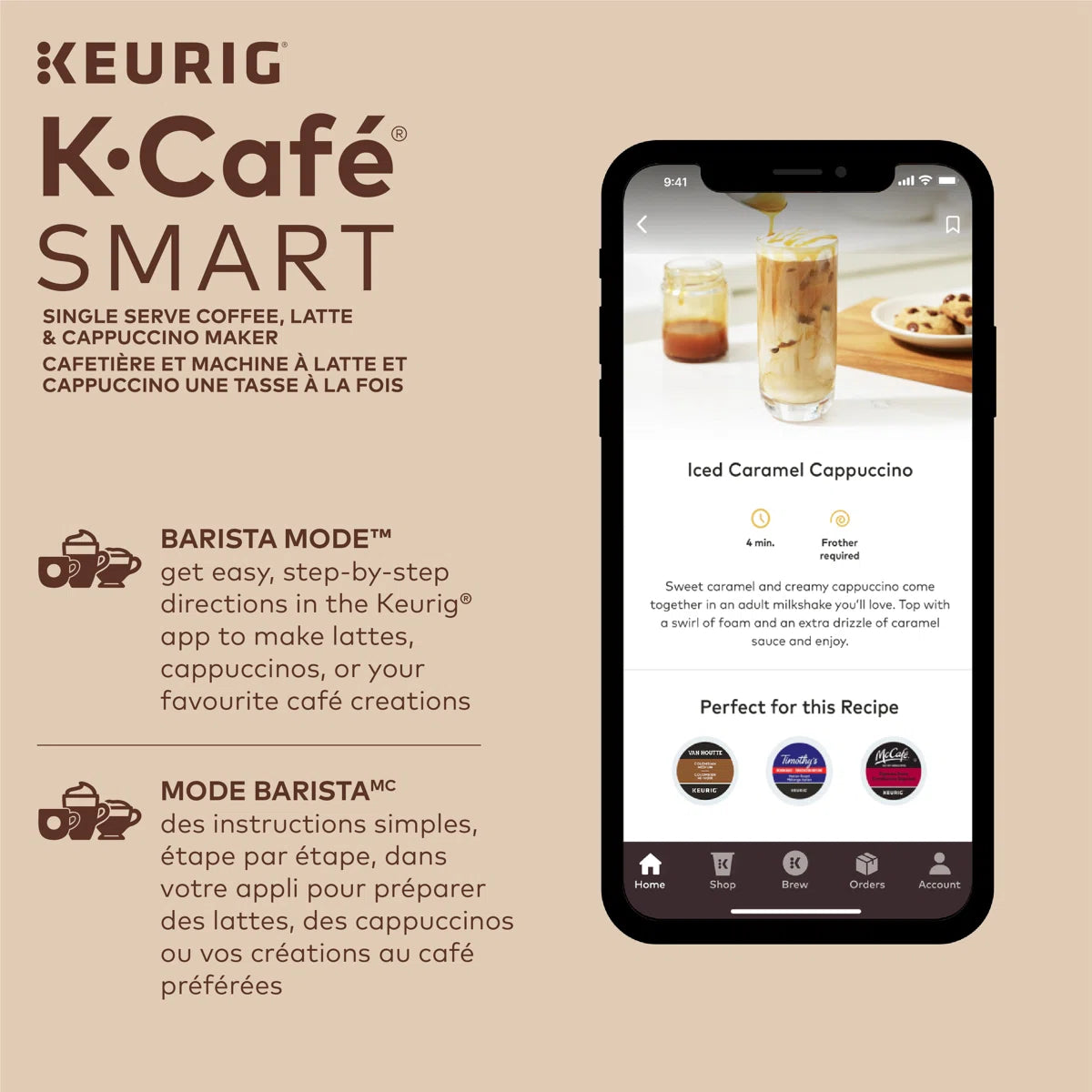 Keurig K-Café SMART With Connected Capabilities, with Milk Frother for Speciality Beverages, Black