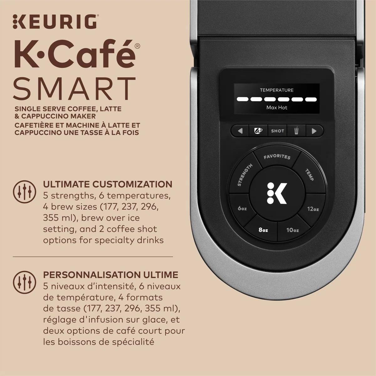 Keurig K-Café SMART With Connected Capabilities, with Milk Frother for Speciality Beverages, Black