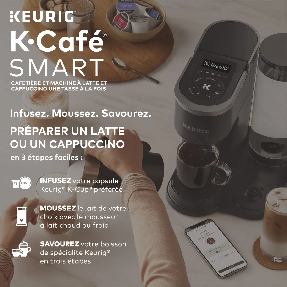Keurig K-Café SMART With Connected Capabilities, with Milk Frother for Speciality Beverages, Black