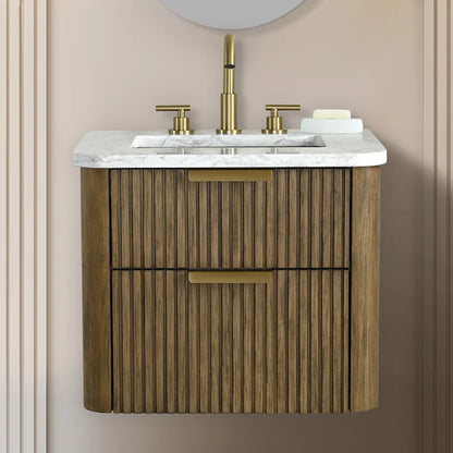 Liljan 24'' Wall-Mounted Single Bathroom Vanity with Engineered Stone Top