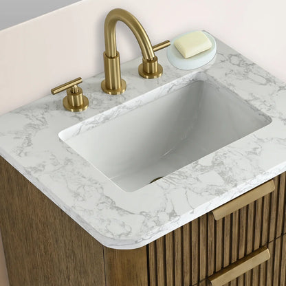 Liljan 24'' Wall-Mounted Single Bathroom Vanity with Engineered Stone Top