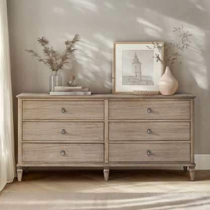 Victoria 6-Drawer Double Wide Wood Dresser