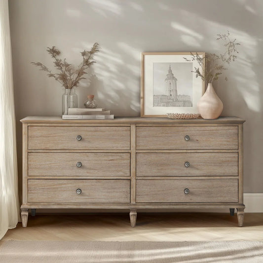 Victoria 6-Drawer Double Wide Wood Dresser