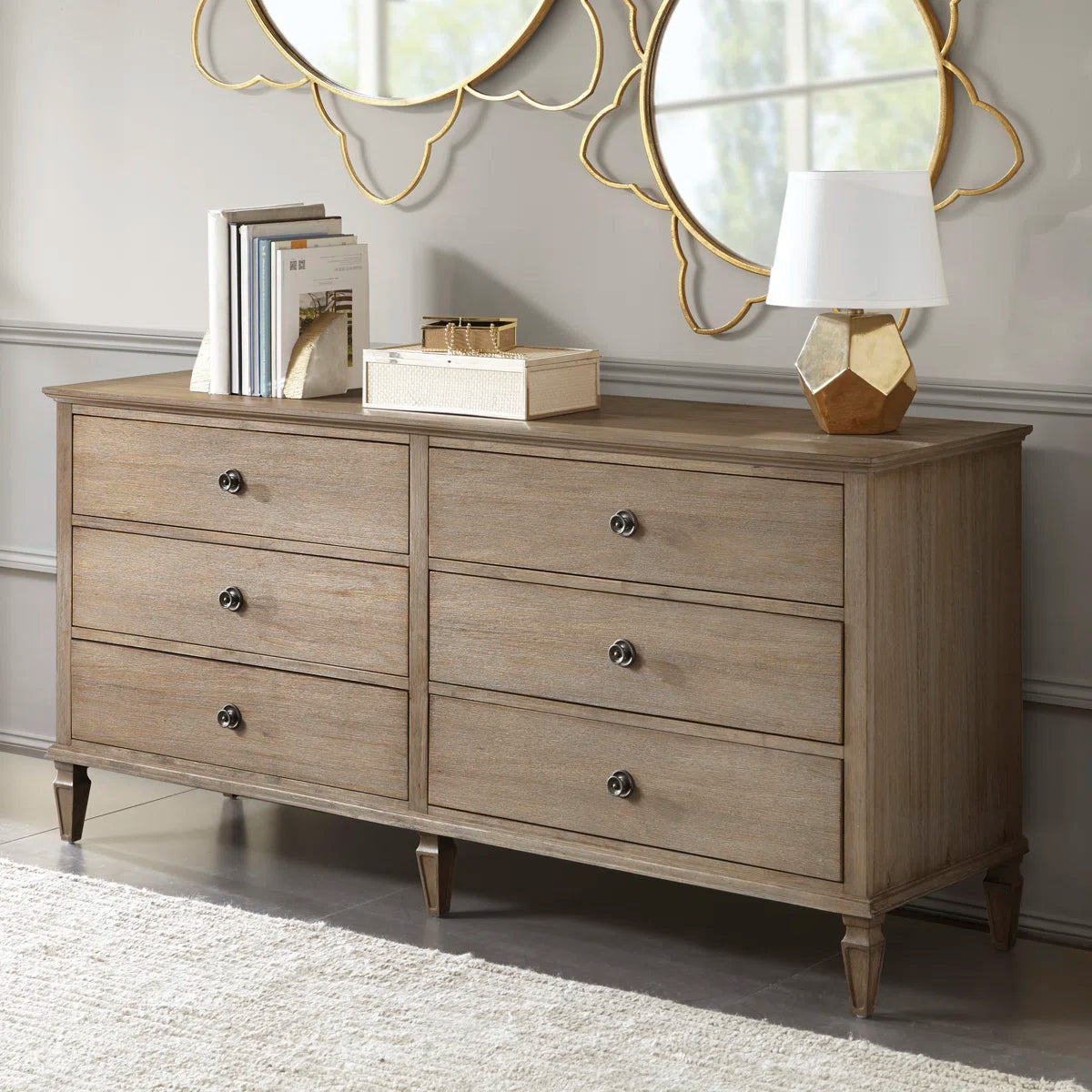 Victoria 6-Drawer Double Wide Wood Dresser