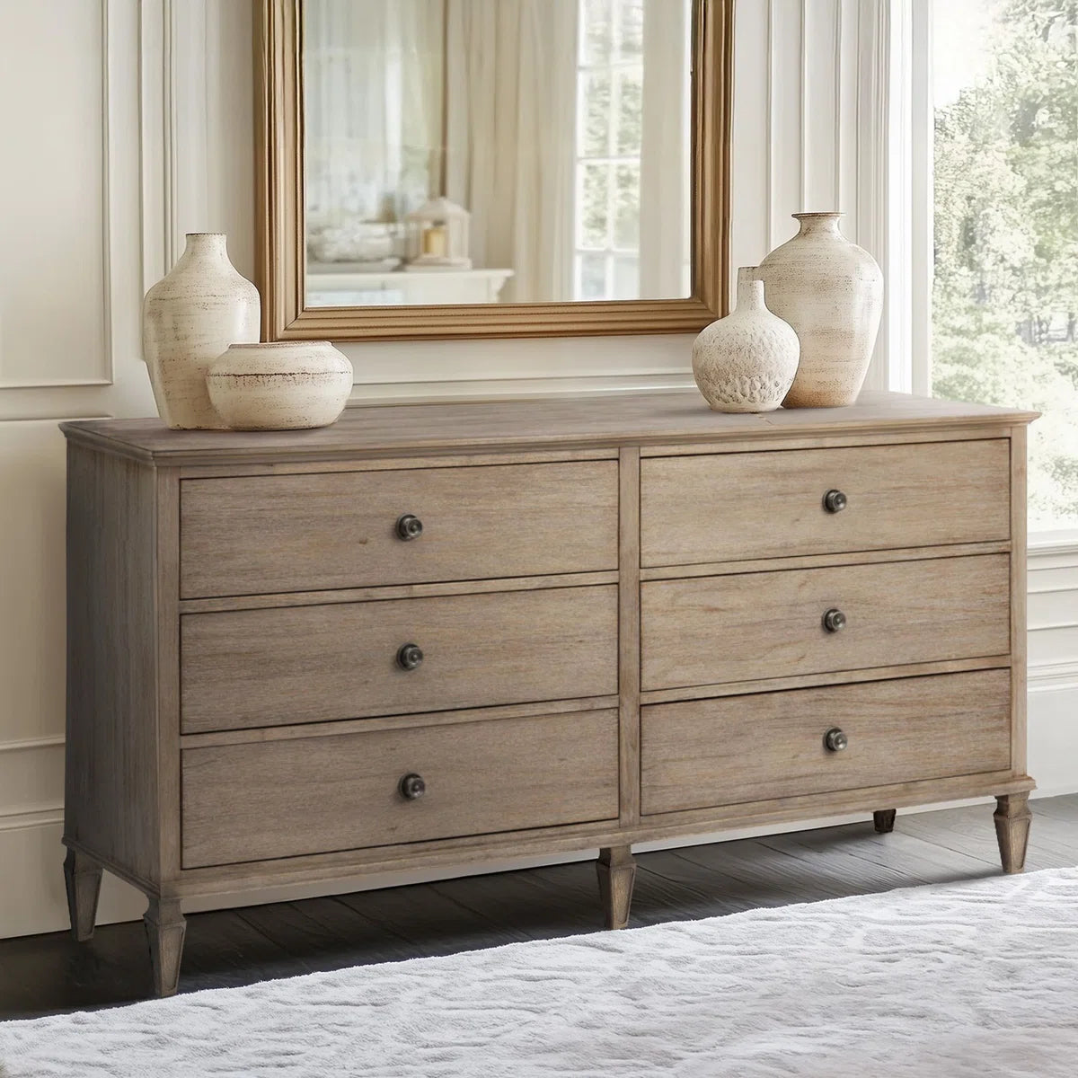 Victoria 6-Drawer Double Wide Wood Dresser