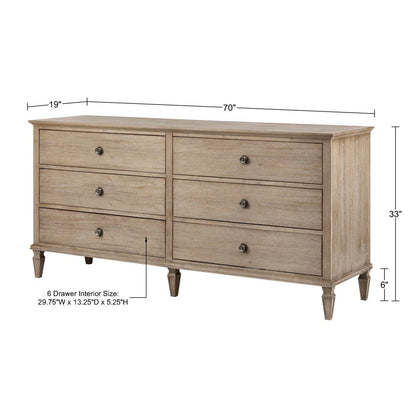 Victoria 6-Drawer Double Wide Wood Dresser